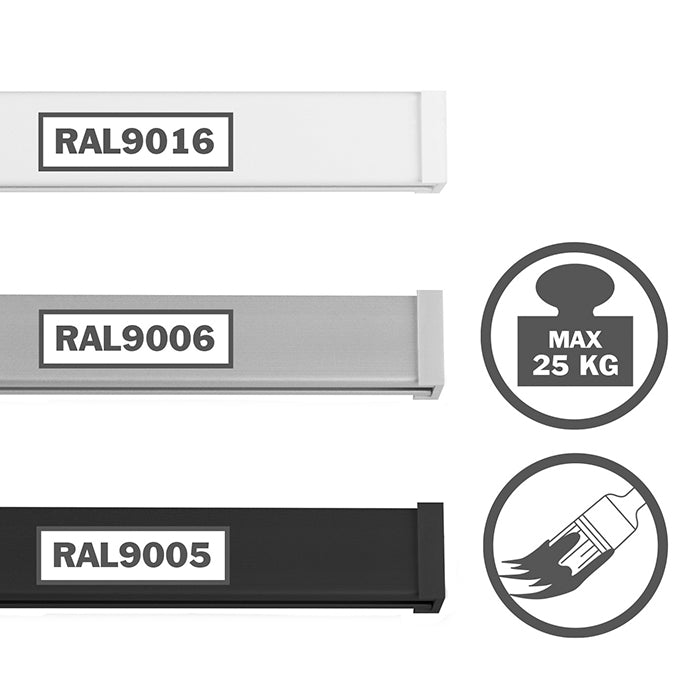 STAS minirail bildeoppheng system, lett å installere med spesialutviklet klipsskruer.