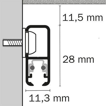 STAS multirail hvit (150 cm) + monteringssett: bildeoppheng system med belysning