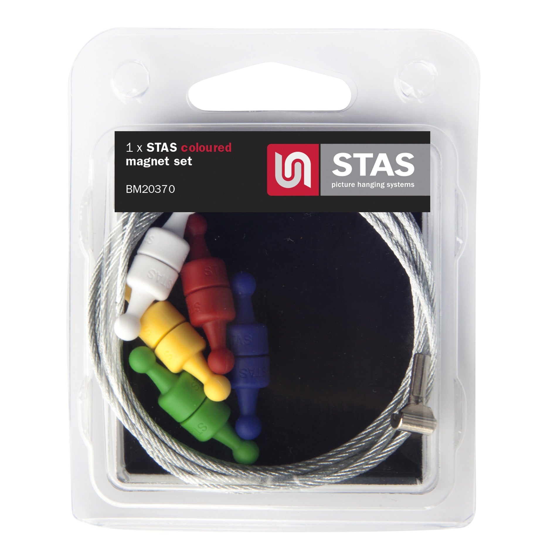STAS coloured magnet set gjør det enkelt å henge opp bilder med glade farger.
