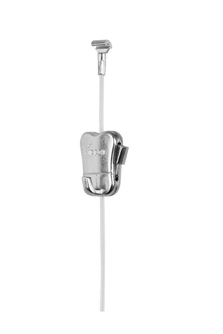 For belastning på 15 kg: perlon snor + STAS zipper krok