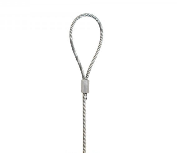 STAS stålkabel med sløyfe, 150 cm eller 200 cm, tåler 20 kg per kabel, kompatibel med alle STAS bildeopphengssystemer.