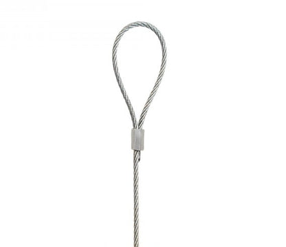 STAS stålkabel med sløyfe, 150 cm eller 200 cm, tåler 20 kg per kabel, kompatibel med alle STAS bildeopphengssystemer.